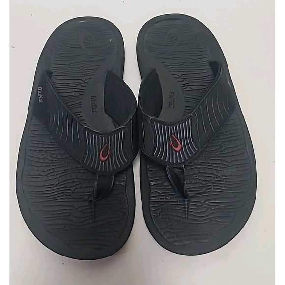 Olukai KAI PO Men's Size 9 Flip Flops Sandals Black Slip‎ OnEUC